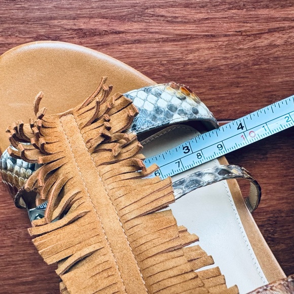 ALEXANDRE BIRMAN
Snakeskin Animal Print ankle T-Strap Sandals with fringes - Picture 9 of 15